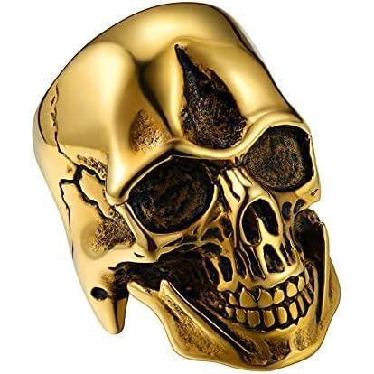 imageU7 Skull Ring Skeleton Ring Biker Ring for Cocktail Party Gothic Fashion Rings with Skull Size 714StainlessBlackGold ColorE Gold Skull