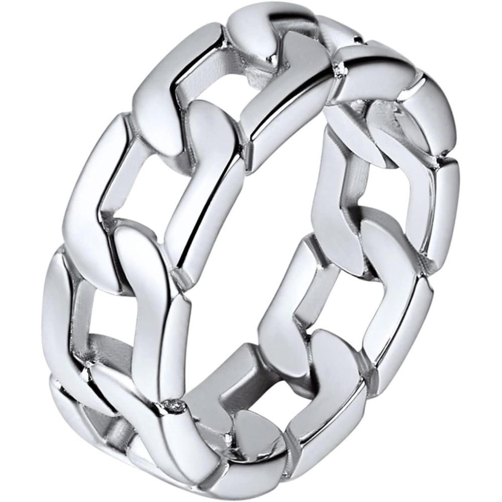 imageU7 Stainless Steel Mens Rings7mm GoldBlackSilver Chain Rings Fidget Spinner Ring Anxiety Ring for Men WomenSize 614316L Stainless