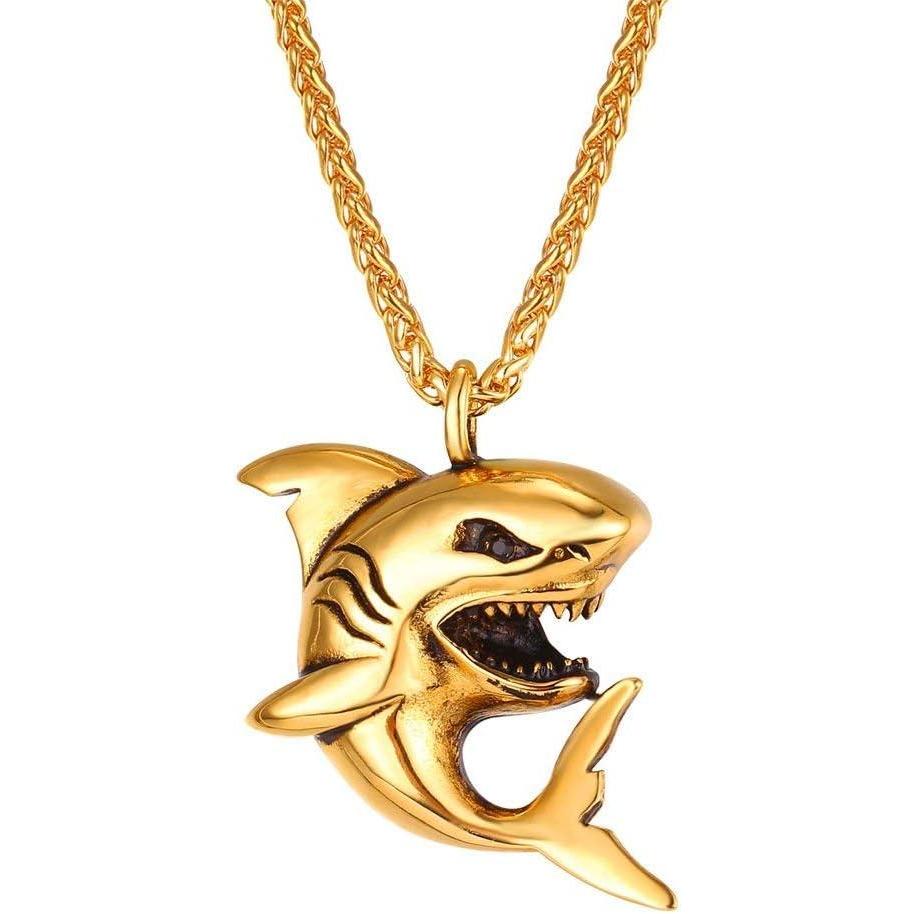 imageU7 Stainless Steel Shark Necklaces18K Gold Plated DolphinSwordfishShark Pendant NecklacePunk Mens Jewelry1Shark18K Gold