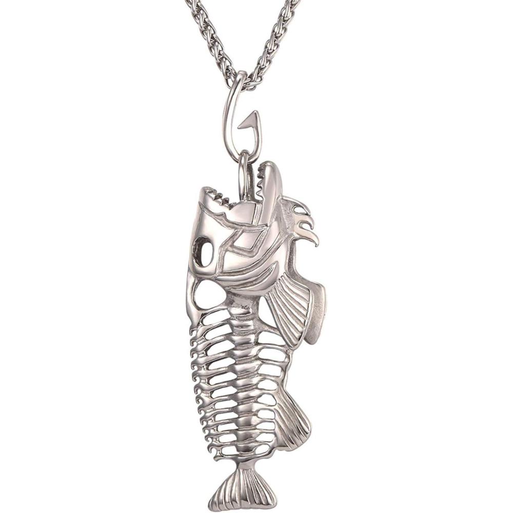 imageU7 Stainless Steel Shark Necklaces18K Gold Plated DolphinSwordfishShark Pendant NecklacePunk Mens Jewelry3Fish BoneSteel