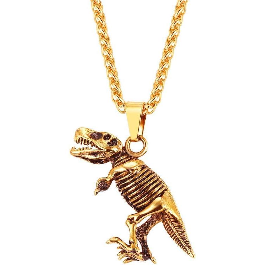 imageU7 Stainless Steel Shark Necklaces18K Gold Plated DolphinSwordfishShark Pendant NecklacePunk Mens Jewelry7DinosaurGold