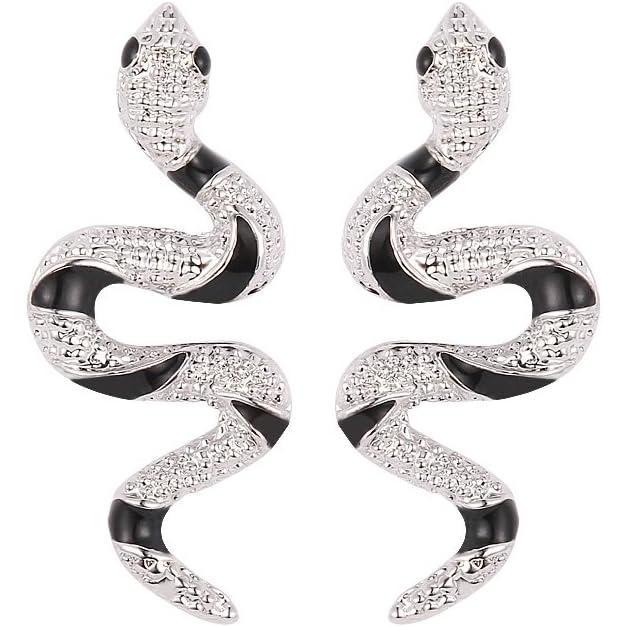 imageU7 Stainless SteelBlack18K Gold Plated Personalized Gothic Skull Studs Earrings Snake Stud Earrings Goat Devil Earrings Wolf Earrings Halloween Earrings for Men Women02 SnakePlatinum