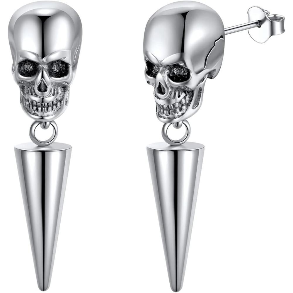 imageU7 Stainless SteelBlack18K Gold Plated Personalized Gothic Skull Studs Earrings Snake Stud Earrings Goat Devil Earrings Wolf Earrings Halloween Earrings for Men Women09 Awl SkullStainless