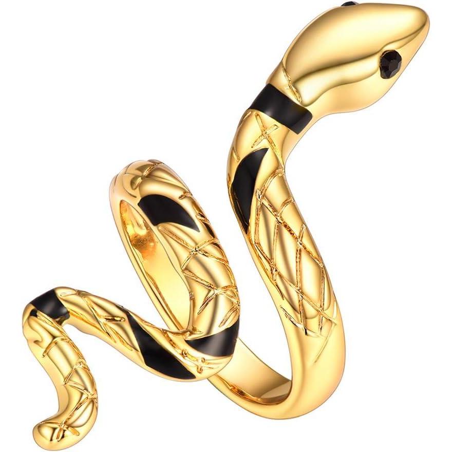 imageU7 Statement Rings for WomenAdjustable LeafOctopusSnake RingsDainty Cocktail Party Jewelry7GoldSnake