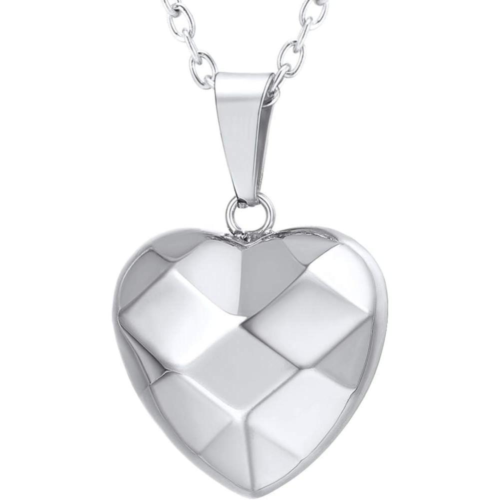 imageU7 Tiny Heart Necklace for Women Stainless Steel 18K GoldBlackRose Gold Plated Link Chain Dainty Love Hearts Pendant Necklaces3D Heart stainless