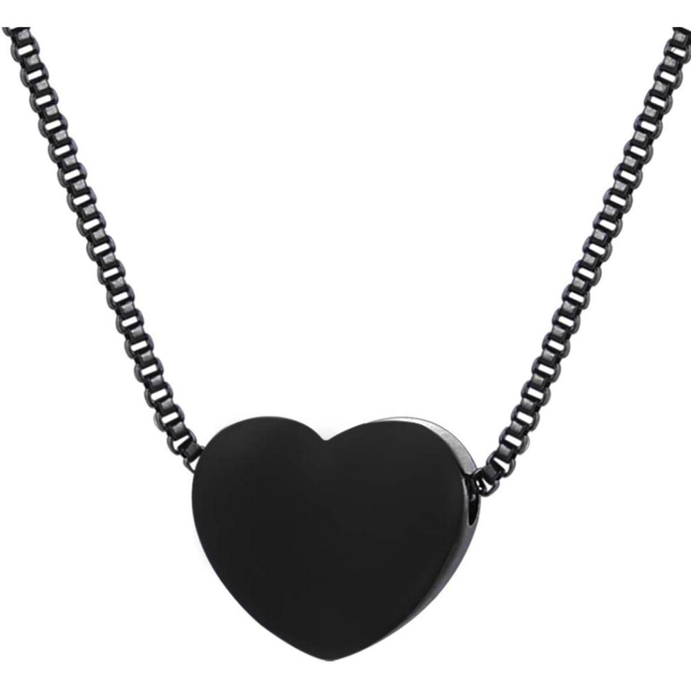 imageU7 Tiny Heart Necklace for Women Stainless Steel 18K GoldBlackRose Gold Plated Link Chain Dainty Love Hearts Pendant NecklacesHeart choker black