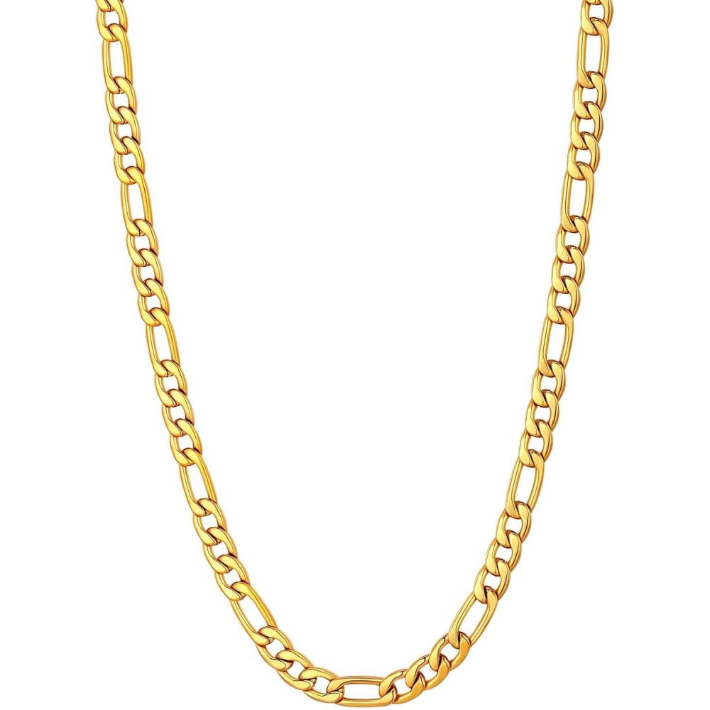 imageU7 Twisted Rope Chain Figaro Chain Men Stainless Steel Necklace and Bracelet Set 3mm 5mm 6mm 9mm Black Gold Silver Chains Necklaces for Men Women 16quot30quotc 5mm Gold