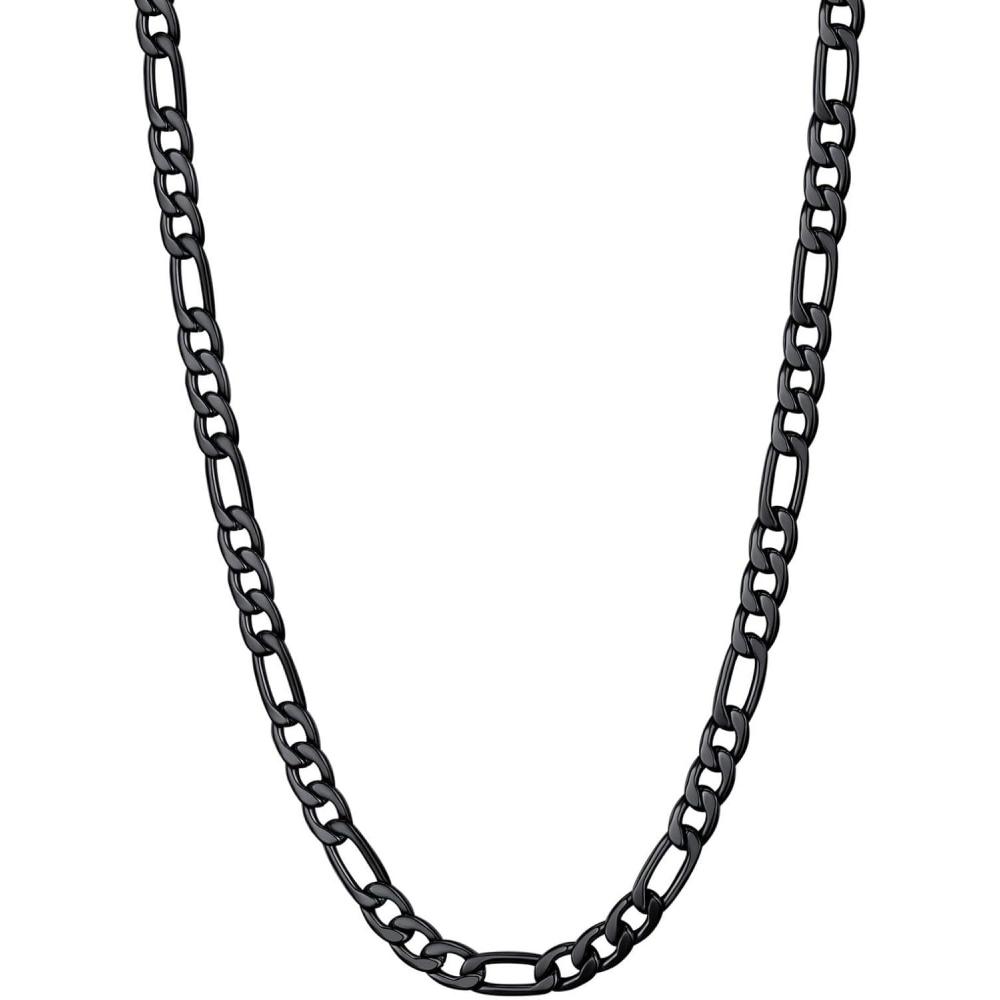 imageU7 Twisted Rope Chain Figaro Chain Men Stainless Steel Necklace and Bracelet Set 3mm 5mm 6mm 9mm Black Gold Silver Chains Necklaces for Men Women 16quot30quotc 5mm Black
