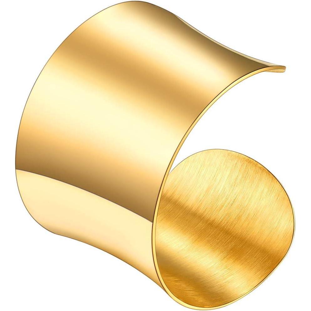 imageU7 Women Wide Armband Bangle Stainless SteelGold Plated Statement Party JewelryUpper Arm Cuffs Chunky Bracelet 3060MM Wide Open Cuff Bracelets