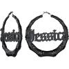 U7 Bamboo Earrings for Women 18K Gold Plated/Stainless Steel/Personalized Black Statement Extra Large Hoop Earrings 80s 90s Custom Name Huggie Earrings for Party Fashion Jewlery(06.Black Custom Name)