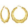 U7 Bamboo Earrings for Women 18K Gold Plated/Stainless Steel/Personalized Black Statement Extra Large Hoop Earrings 80s 90s Custom Name Huggie Earrings for Party Fashion Jewlery(01.Gold)