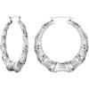 U7 Bamboo Earrings for Women 18K Gold Plated/Stainless Steel/Personalized Black Statement Extra Large Hoop Earrings 80s 90s Custom Name Huggie Earrings for Party Fashion Jewlery(03.Stainless Steel)