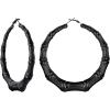 U7 Bamboo Earrings for Women 18K Gold Plated/Stainless Steel/Personalized Black Statement Extra Large Hoop Earrings 80s 90s Custom Name Huggie Earrings for Party Fashion Jewlery(05.Black)