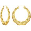 U7 Bamboo Earrings for Women 18K Gold Plated/Stainless Steel/Personalized Black Statement Extra Large Hoop Earrings 80s 90s Custom Name Huggie Earrings for Party Fashion Jewlery(01.Gold)