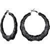 U7 Bamboo Earrings for Women 18K Gold Plated/Stainless Steel/Personalized Black Statement Extra Large Hoop Earrings 80s 90s Custom Name Huggie Earrings for Party Fashion Jewlery(05.Black)