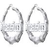 U7 Bamboo Earrings for Women 18K Gold Plated/Stainless Steel/Personalized Black Statement Extra Large Hoop Earrings 80s 90s Custom Name Huggie Earrings for Party Fashion Jewlery(04.Stainless Steel Custom Name)