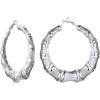 U7 Bamboo Earrings for Women 18K Gold Plated/Stainless Steel/Personalized Black Statement Extra Large Hoop Earrings 80s 90s Custom Name Huggie Earrings for Party Fashion Jewlery(03.Stainless Steel)