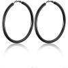 U7 Chunky Hoop Earrings for Women, Stainless Steel Hoops Earring, Classic Polished Thick Ear Jewelry, Black/Silver/Gold Hoop Earrings, 20/30/40/60/80mm(1.Black)