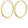 U7 Chunky Hoop Earrings for Women, Stainless Steel Hoops Earring, Classic Polished Thick Ear Jewelry, Black/Silver/Gold Hoop Earrings, 20/30/40/60/80mm(1.Gold)