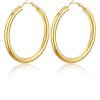 U7 Chunky Hoop Earrings for Women, Stainless Steel Hoops Earring, Classic Polished Thick Ear Jewelry, Black/Silver/Gold Hoop Earrings, 20/30/40/60/80mm(1.Gold)