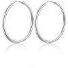 U7 Chunky Hoop Earrings for Women, Stainless Steel Hoops Earring, Classic Polished Thick Ear Jewelry, Black/Silver/Gold Hoop Earrings, 20/30/40/60/80mm(1.Silver)