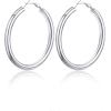 U7 Chunky Hoop Earrings for Women, Stainless Steel Hoops Earring, Classic Polished Thick Ear Jewelry, Black/Silver/Gold Hoop Earrings, 20/30/40/60/80mm(1.Silver)