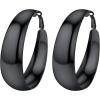 U7 Chunky Hoop Earrings for Women, Stainless Steel Hoops Earring, Classic Polished Thick Ear Jewelry, Black/Silver/Gold Hoop Earrings, 20/30/40/60/80mm(2.Black)