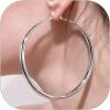 U7 Chunky Hoop Earrings for Women, Thick Gold Plated/Black Stainless Steel Hoops Earrings Statement Jewelry, 30/40/60/80mm(2.Silver)