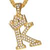 U7 Crown Initial Necklace Men Women, Bling Diamond A-Z 0-9 Letter Pendant with Wheat Chain, Silver/Black/Gold Plated CZ Alphabet Number Hip Hop Jersery for Father Husband(a. Gold)