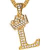 U7 Crown Initial Necklace Men Women, Bling Diamond A-Z 0-9 Letter Pendant with Wheat Chain, Silver/Black/Gold Plated CZ Alphabet Number Hip Hop Jersery for Father Husband(a. Gold)