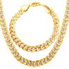 U7 Cuban Link Chain Necklace, Stainless Steel/Black/Gold Plated Chunky Curb Chain Necklace for Men Women, 14-30 Inches, 3/6/9/12 mm Width(m. 10mm Gold & Platinum)