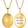 U7 Custom Photo Locket Necklace – Oval & Heart Shaped Locket – Gold/Silver/Rose Gold Personalized Image Necklaces for Women(01-Oval Gold)