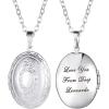 U7 Custom Photo Locket Necklace – Oval & Heart Shaped Locket – Gold/Silver/Rose Gold Personalized Image Necklaces for Women(01-Oval Platinum)