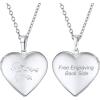 U7 Custom Photo Locket Necklace – Oval & Heart Shaped Locket – Gold/Silver/Rose Gold Personalized Image Necklaces for Women(03-Platinum I Love You)
