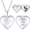 U7 Custom Photo Locket Necklace – Oval & Heart Shaped Locket – Gold/Silver/Rose Gold Personalized Image Necklaces for Women(03-Platinum I Love You)