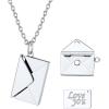 U7 Envelope Necklace, Angel Wings Necklaces Stainless Steel Customized Photo & Text Locket Pendant for Men Women, Personalized Picture Jewelry Multiple Styles: Butterfly/Heart/Love Letter(01. Envelope – Silver)