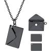 U7 Envelope Necklace, Angel Wings Necklaces Stainless Steel Customized Photo & Text Locket Pendant for Men Women, Personalized Picture Jewelry Multiple Styles: Butterfly/Heart/Love Letter(01. Envelope – Black)