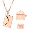 U7 Envelope Necklace, Angel Wings Necklaces Stainless Steel Customized Photo & Text Locket Pendant for Men Women, Personalized Picture Jewelry Multiple Styles: Butterfly/Heart/Love Letter(01. Envelope – Rose Gold)
