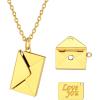 U7 Envelope Necklace, Angel Wings Necklaces Stainless Steel Customized Photo & Text Locket Pendant for Men Women, Personalized Picture Jewelry Multiple Styles: Butterfly/Heart/Love Letter(01. Envelope – Gold)