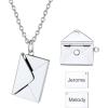 U7 Envelope Necklace, Angel Wings Necklaces Stainless Steel Customized Photo & Text Locket Pendant for Men Women, Personalized Picture Jewelry Multiple Styles: Butterfly/Heart/Love Letter(01. Envelope – Silver)