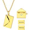 U7 Envelope Necklace, Angel Wings Necklaces Stainless Steel Customized Photo & Text Locket Pendant for Men Women, Personalized Picture Jewelry Multiple Styles: Butterfly/Heart/Love Letter(01. Envelope – Gold)