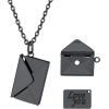 U7 Envelope Necklace, Angel Wings Necklaces Stainless Steel Customized Photo & Text Locket Pendant for Men Women, Personalized Picture Jewelry Multiple Styles: Butterfly/Heart/Love Letter(01. Envelope – Black)