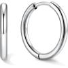 U7 Huggie Earrings, Small Hoop Earrings for Women, Hypoallergenic Stainless Steel Silver/Gold/Black Cartilage Earrings for Christmas Gift (7/8/9/10/12/14/16mm)(a. Silver A)