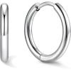 U7 Huggie Earrings, Small Hoop Earrings for Women, Hypoallergenic Stainless Steel Silver/Gold/Black Cartilage Earrings for Christmas Gift (7/8/9/10/12/14/16mm)(a. Silver A)