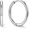U7 Huggie Earrings, Small Hoop Earrings for Women, Hypoallergenic Stainless Steel Silver/Gold/Black Cartilage Earrings for Christmas Gift (7/8/9/10/12/14/16mm)(a. Silver A)