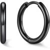 U7 Huggie Earrings, Small Hoop Earrings for Women, Hypoallergenic Stainless Steel Silver/Gold/Black Cartilage Earrings for Christmas Gift (7/8/9/10/12/14/16mm)(b. Black A)