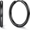 U7 Huggie Earrings, Small Hoop Earrings for Women, Hypoallergenic Stainless Steel Silver/Gold/Black Cartilage Earrings for Christmas Gift (7/8/9/10/12/14/16mm)(b. Black A)