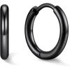 U7 Huggie Earrings, Small Hoop Earrings for Women, Hypoallergenic Stainless Steel Silver/Gold/Black Cartilage Earrings for Christmas Gift (7/8/9/10/12/14/16mm)(b. Black A)