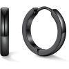 U7 Huggie Earrings, Small Hoop Earrings for Women, Hypoallergenic Stainless Steel Silver/Gold/Black Cartilage Earrings for Christmas Gift (7/8/9/10/12/14/16mm)(b. Black B)