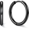 U7 Huggie Earrings, Small Hoop Earrings for Women, Hypoallergenic Stainless Steel Silver/Gold/Black Cartilage Earrings for Christmas Gift (7/8/9/10/12/14/16mm)(b. Black A)